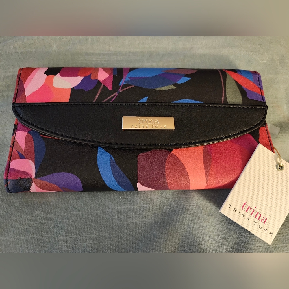 Trina Turk Black and Multicolor Floral Wallet
